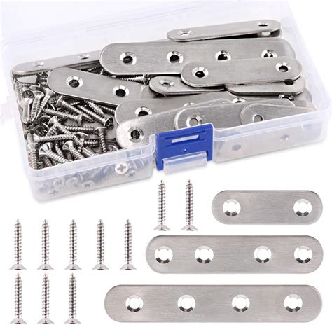 screws for metal connector brackets|115Pcs 3 Sizes Stainless Steel Flat Straight Brace Brackets Metal .